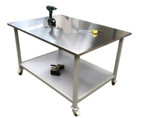 stainless steel work table with shelves